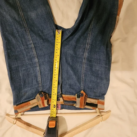 RARE VINTAGE 70s Suede Patchwork Wideleg Bell Bottoms Jeans - Picture 6 of 12